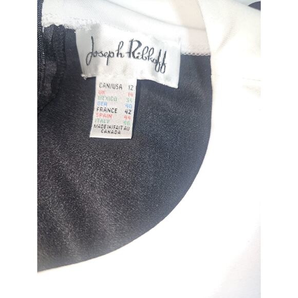 Joseph Ribkoff Sz 12 Black White Silhouette Fit Sleeves Mod Party Dress - Picture 10 of 14